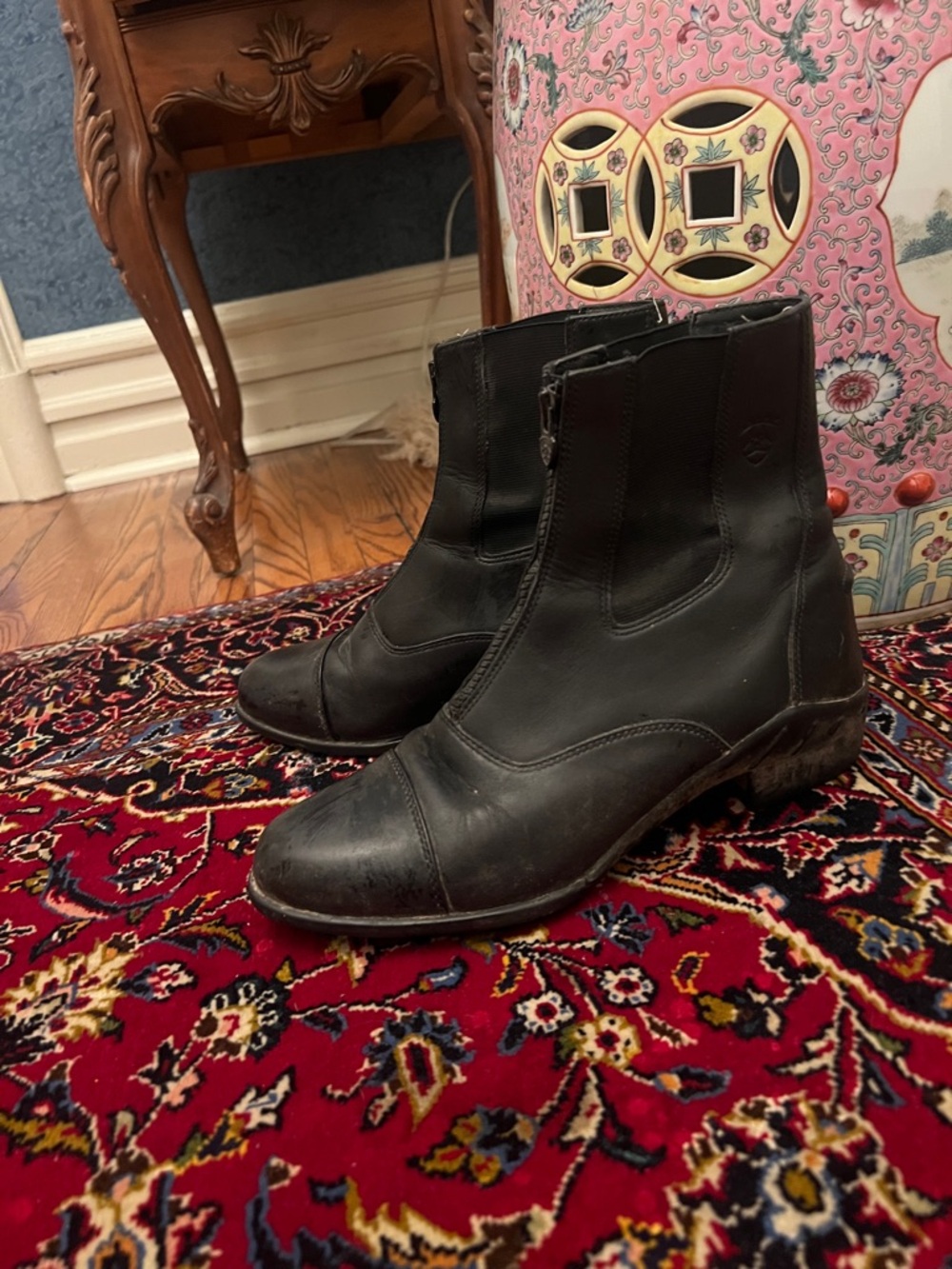 Ariat Black Leather Horseback Riding Zip Ankle Boots